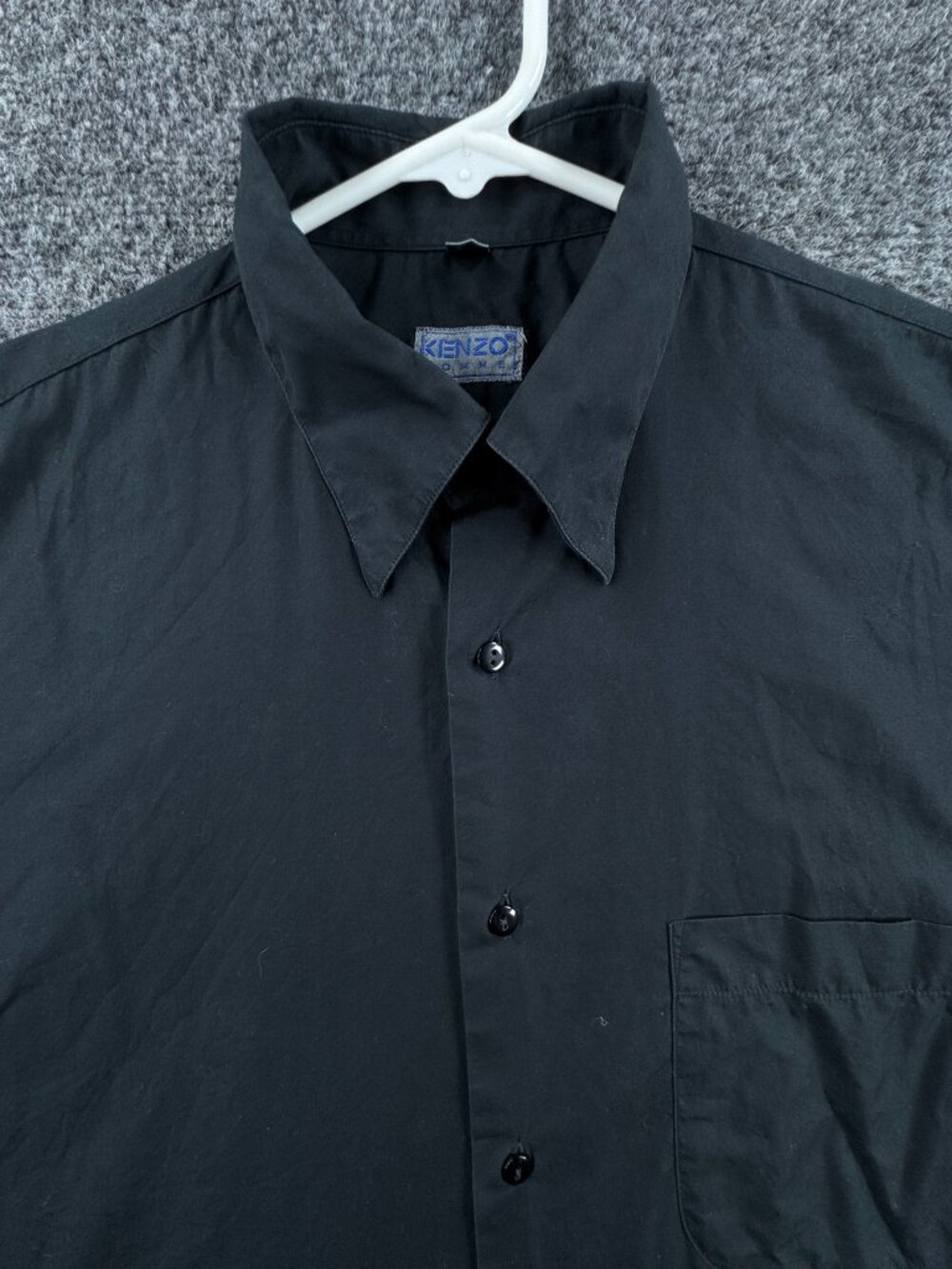 Kenzo Mens Black 16 Homme Point Long Sleeve Solid Shirt Button Up Pocket Adult - Picture 2 of 15